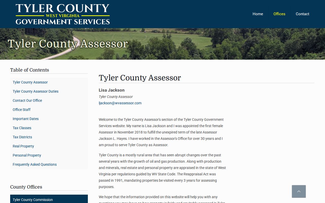 Tyler County property records: Assessor page showing assessment rules